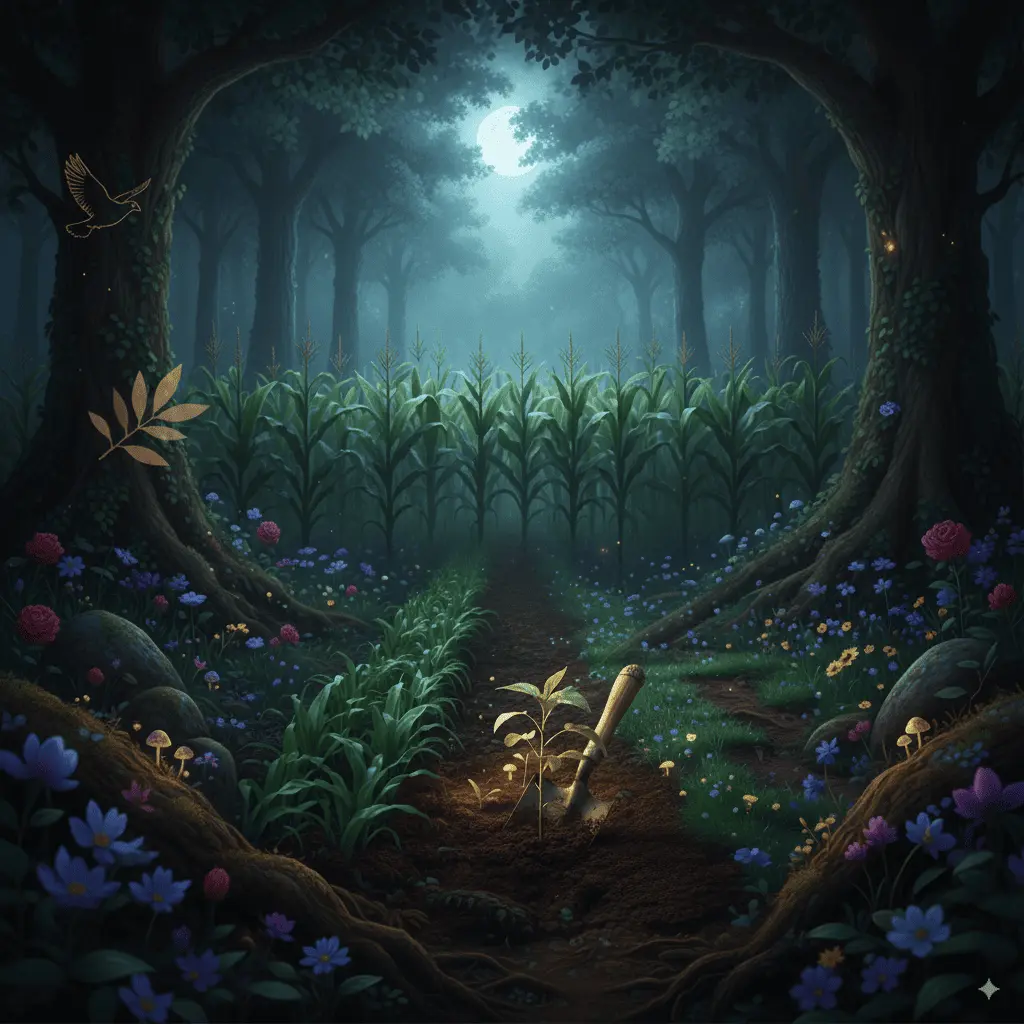 Lush green agricultural field at sunrise